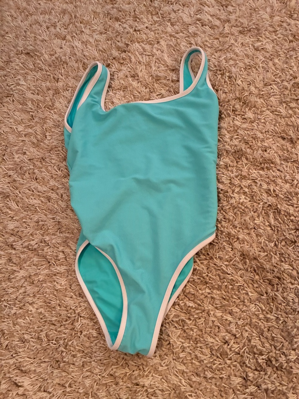 LainSnow Teal One-Piece Swimsuit with White Trim